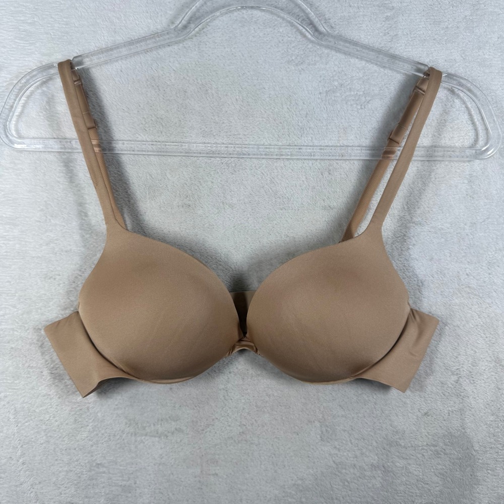 Skims Fits Everybody T-Shirt Bra 34B Ochre Tan Underwire Padded Sweetheart